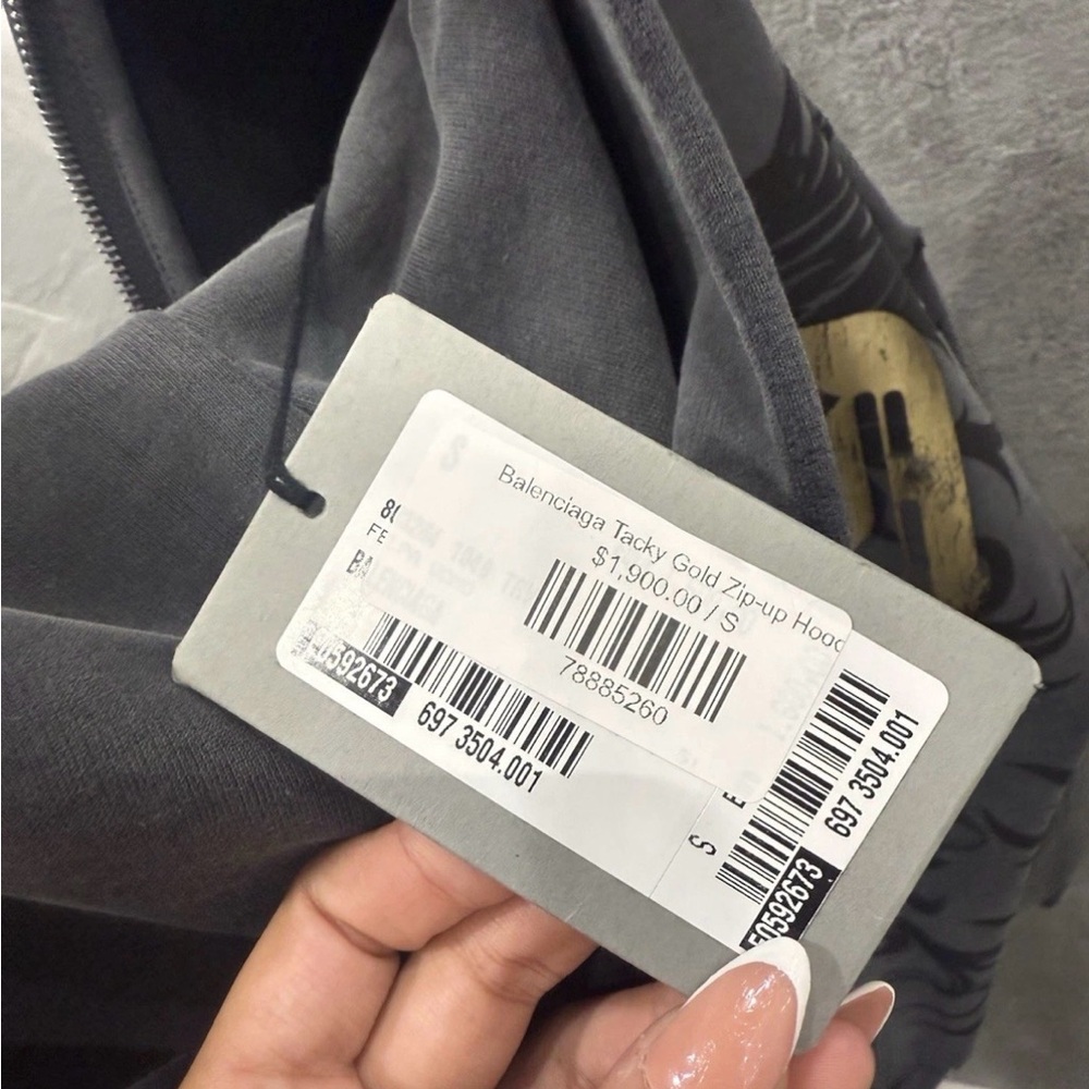 Balenciaga Gray and Gold Zip-Up Hoodie
